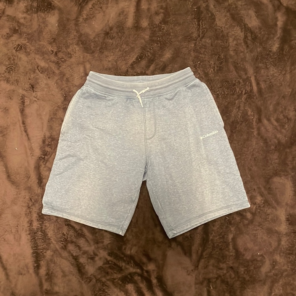 Medium blue men’s Columbia sweat shorts